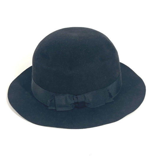CHANEL vintage logo ribbon ribbon hat hat bucket hat bob hat hat felt Black Used