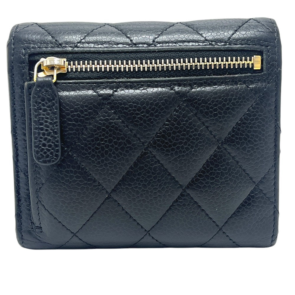 CHANEL AP0231 Matelasse CC Mark Compact Trifold wallet Caviar Leather Black Used