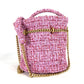 CHANEL 2022SS CC Coco Mark Chain Bucket-Shaped Crossbody Pochette 2-Way Handbag/Shoulder Bag in Tweed, Pink