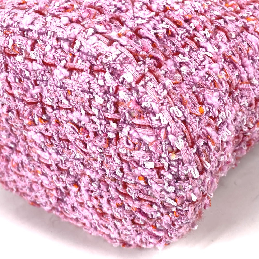 CHANEL 2022SS CC Coco Mark Chain Bucket-Shaped Crossbody Pochette 2-Way Handbag/Shoulder Bag in Tweed, Pink