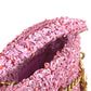 CHANEL 2022SS CC Coco Mark Chain Bucket-Shaped Crossbody Pochette 2-Way Handbag/Shoulder Bag in Tweed, Pink