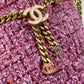 CHANEL 2022SS CC Coco Mark Chain Bucket-Shaped Crossbody Pochette 2-Way Handbag/Shoulder Bag in Tweed, Pink