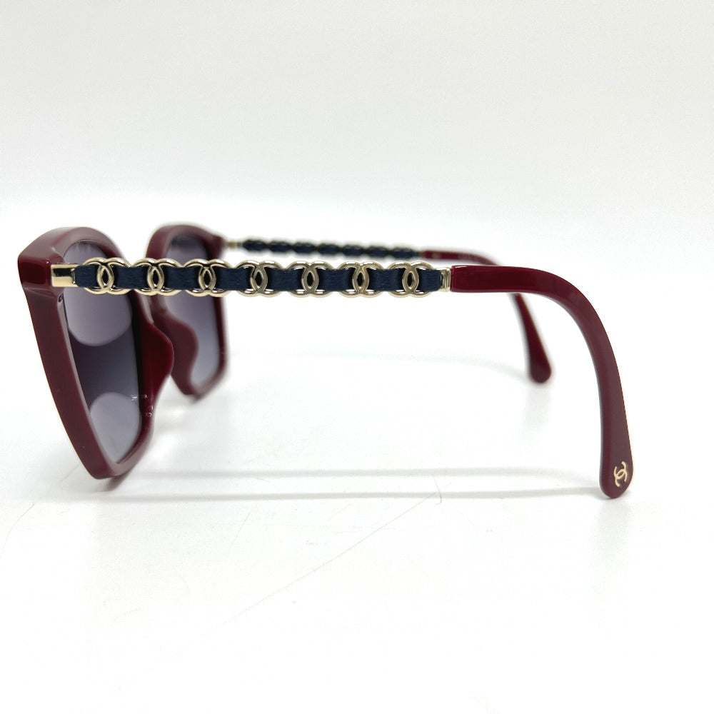 CHANEL 5546-QA Coco Mark Chain Square Shape Calfskin Plastic Sunglasses for Women Red