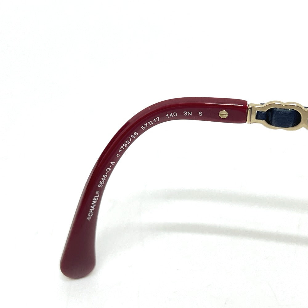 CHANEL 5546-QA Coco Mark Chain Square Shape Calfskin Plastic Sunglasses for Women Red