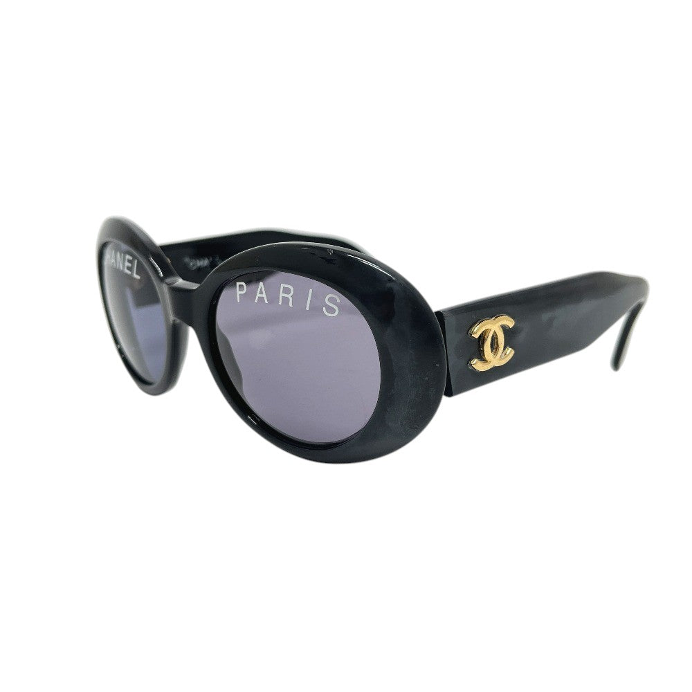 CHANEL 01947 94305 CHANEL PARIS ロゴ アイウェア サングラス プラスチック レディース ブラック