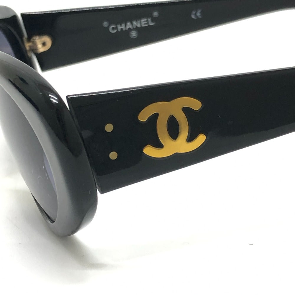 CHANEL 05974 CC Mark Eyewear Oval Blue Lens Vintage sunglasses Plastic Black Used