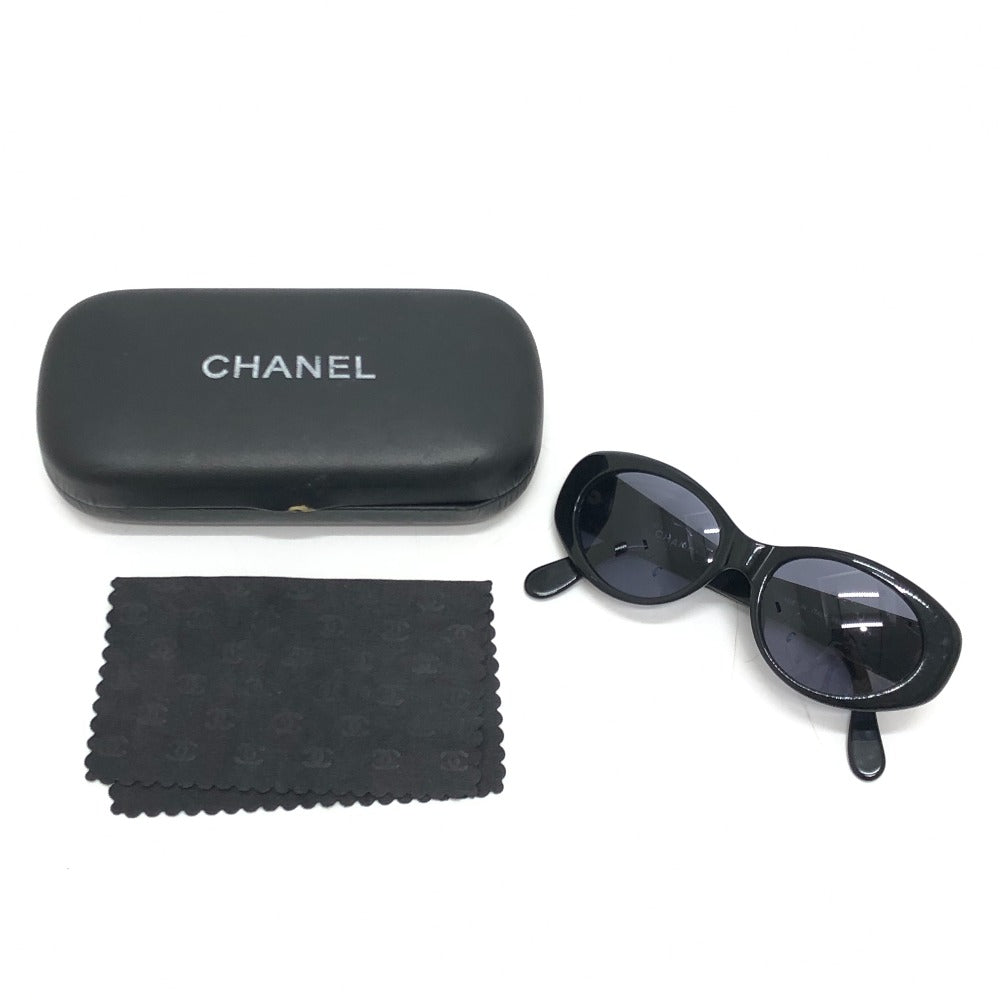 CHANEL 05974 CC Mark Eyewear Oval Blue Lens Vintage sunglasses Plastic Black Used