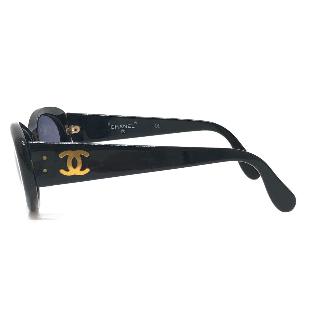 CHANEL 05974 CC Mark Eyewear Oval Blue Lens Vintage sunglasses Plastic Black Used
