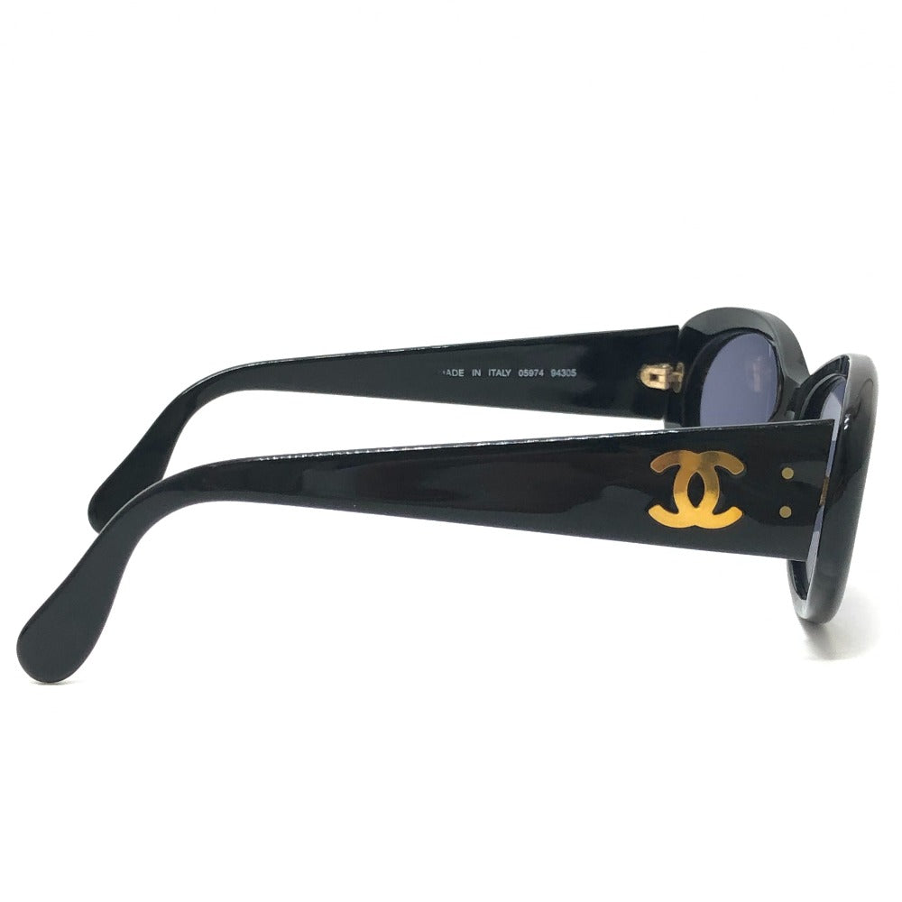 CHANEL 05974 CC Mark Eyewear Oval Blue Lens Vintage sunglasses Plastic Black Used