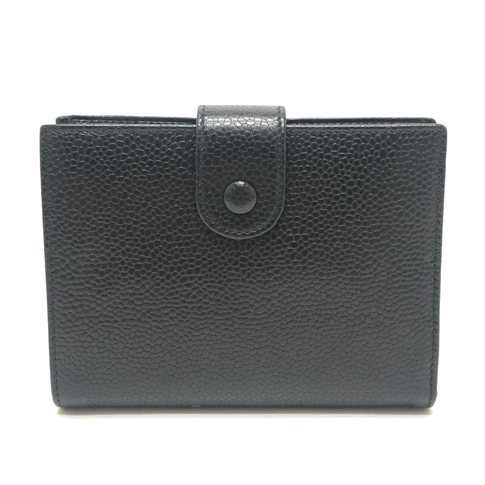 CHANEL CC Mark Stitch Short wallet, mini wallet, coin purse with clasp Folded wallet Caviar Leather Black Used