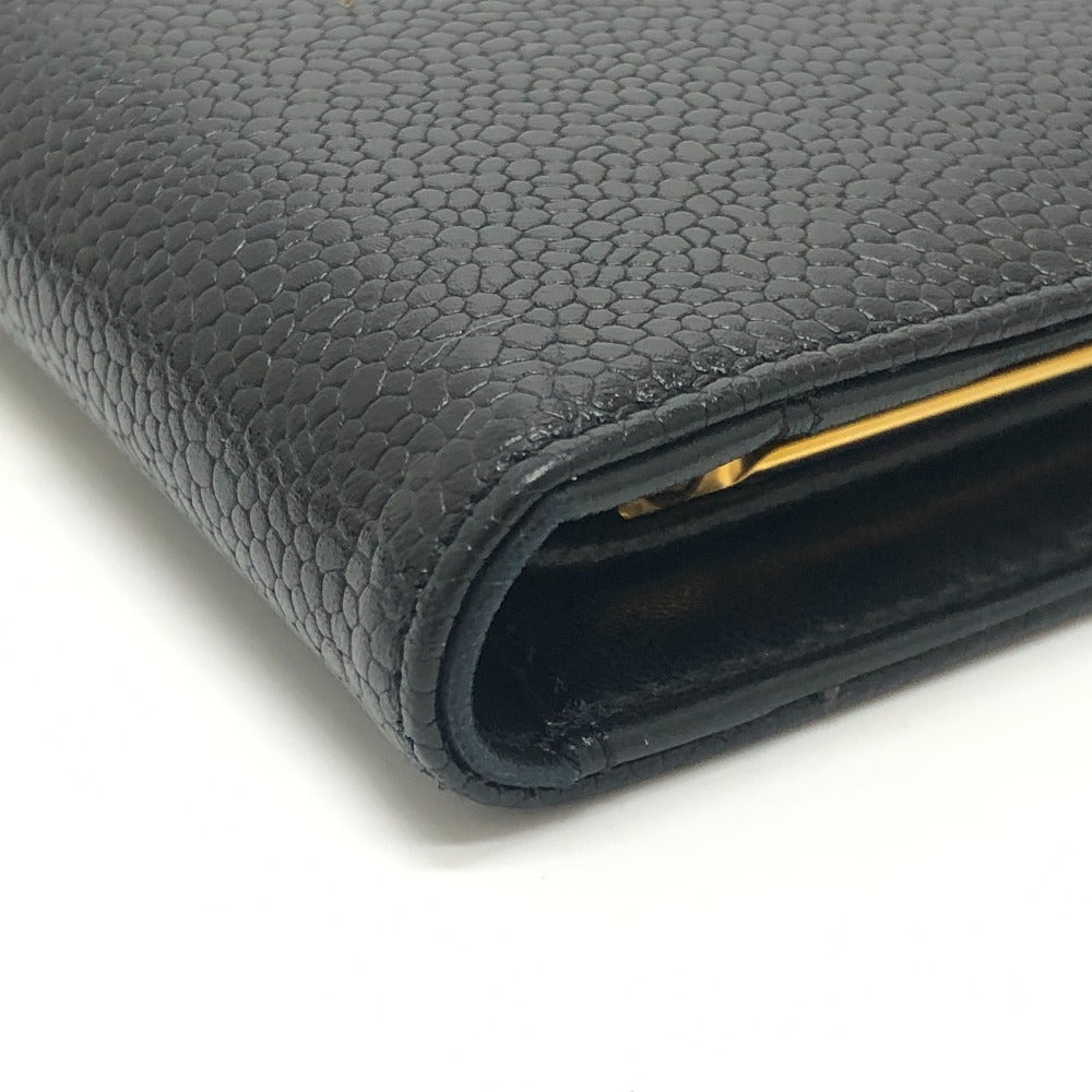 CHANEL CC Mark Stitch Short wallet, mini wallet, coin purse with clasp Folded wallet Caviar Leather Black Used