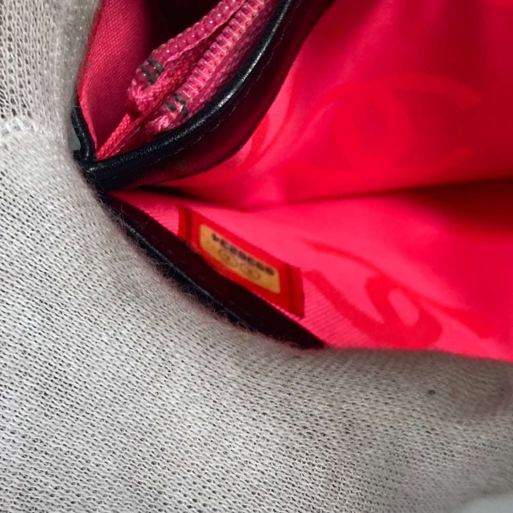 CHANEL カンボンライン CC ココマーク コンパクトウォレット 2つ折り財布 レザー レディース ブラック