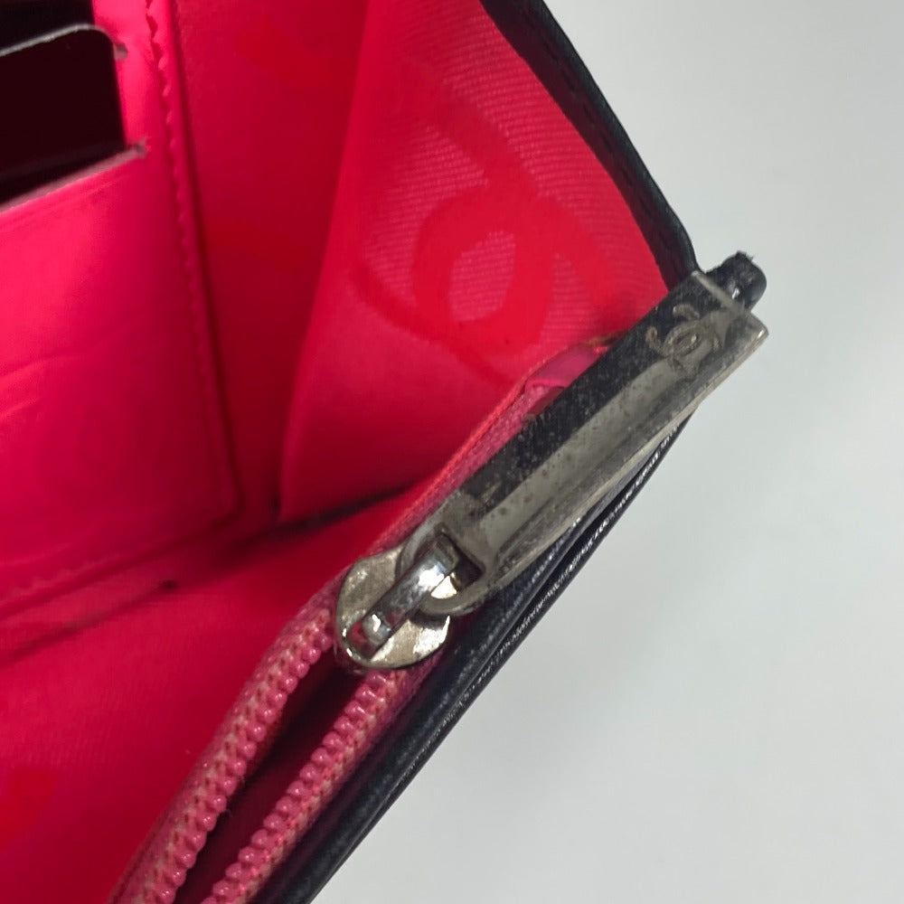 CHANEL カンボンライン CC ココマーク コンパクトウォレット 2つ折り財布 レザー レディース ブラック