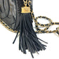 CHANEL CC Coco Mark Pochette Tassel Bag Fringe Chain Crossbody Shoulder Bag Enamel Women's Black