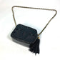 CHANEL CC Coco Mark Pochette Tassel Bag Fringe Chain Crossbody Shoulder Bag Enamel Women's Black