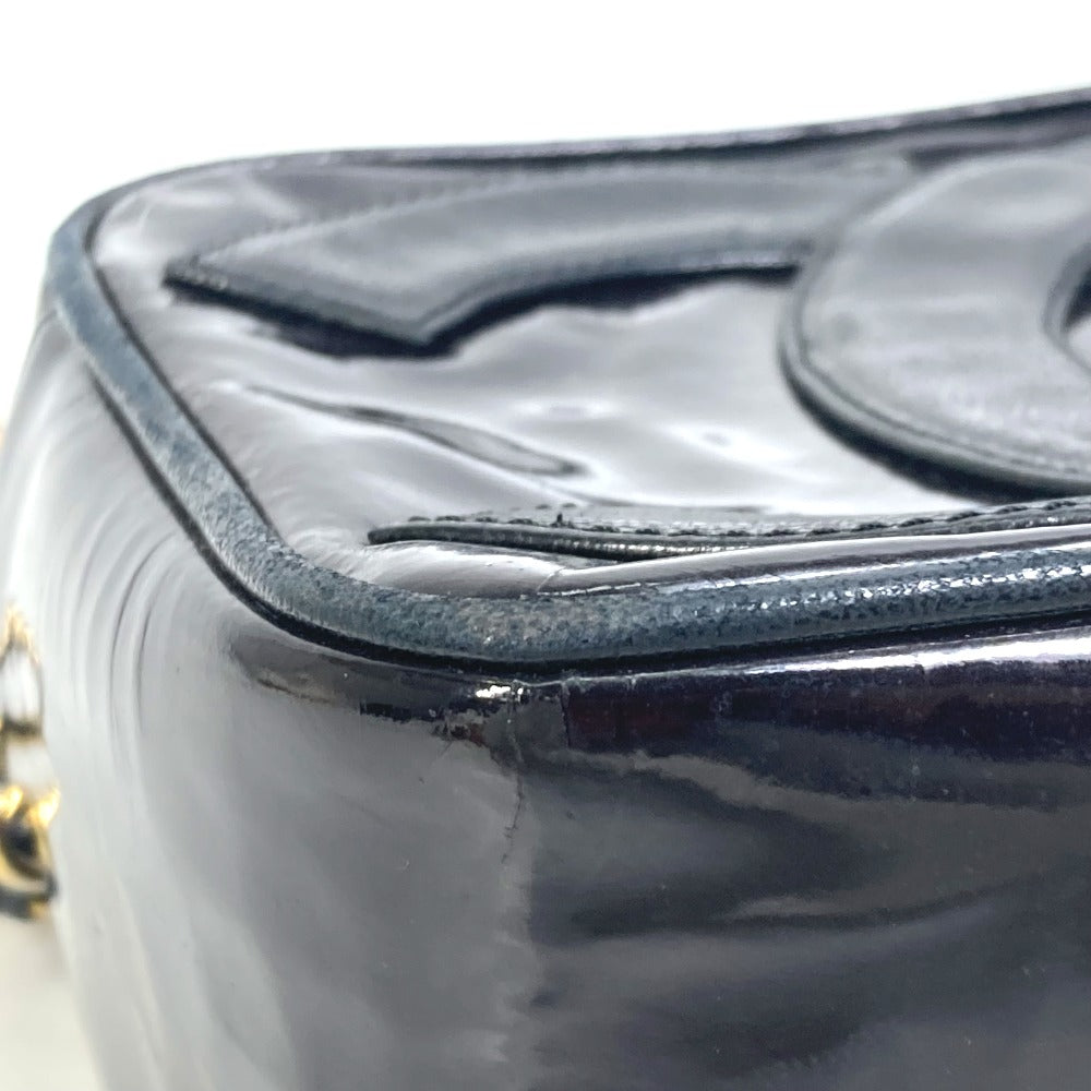 CHANEL CC Coco Mark Pochette Tassel Bag Fringe Chain Crossbody Shoulder Bag Enamel Women's Black
