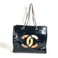 CHANEL CC ココマーク 肩掛け リップスティック カバン Wチェーン ショルダーバッグ エナメル レディース ブラック