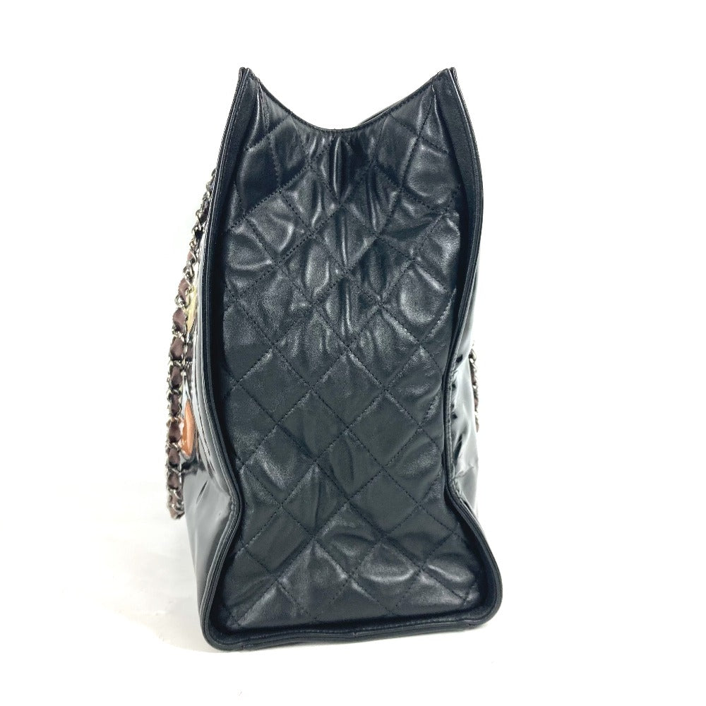 CHANEL CC ココマーク 肩掛け リップスティック カバン Wチェーン ショルダーバッグ エナメル レディース ブラック
