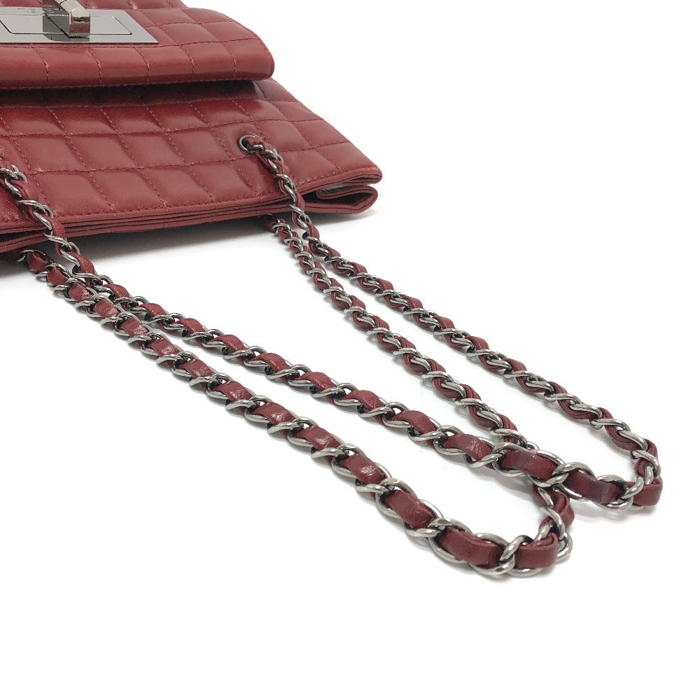 CHANEL チョコバー 2.55 カバン チェーン ショルダーバッグ 肩掛け トートバッグ ラムスキン レディース レッド