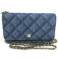 CHANEL AP0250 Long Wallet Chain Bag Matelasse Chain Wallet Crossbody Shoulder Bag Denim Women's Blue