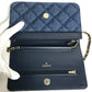 CHANEL AP0250 Long Wallet Chain Bag Matelasse Chain Wallet Crossbody Shoulder Bag Denim Women's Blue