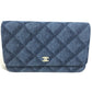 CHANEL AP0250 Long Wallet Chain Bag Matelasse Chain Wallet Crossbody Shoulder Bag Denim Women's Blue