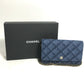 CHANEL AP0250 Long Wallet Chain Bag Matelasse Chain Wallet Crossbody Shoulder Bag Denim Women's Blue