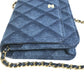 CHANEL AP0250 Long Wallet Chain Bag Matelasse Chain Wallet Crossbody Shoulder Bag Denim Women's Blue