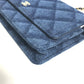 CHANEL AP0250 Long Wallet Chain Bag Matelasse Chain Wallet Crossbody Shoulder Bag Denim Women's Blue