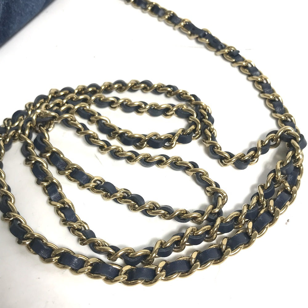 CHANEL AP0250 Long Wallet Chain Bag Matelasse Chain Wallet Crossbody Shoulder Bag Denim Women's Blue