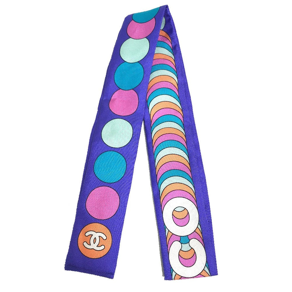 CHANEL Coco Mark Bandeau Headband, Silk Scarf, Women's, Multicolor
