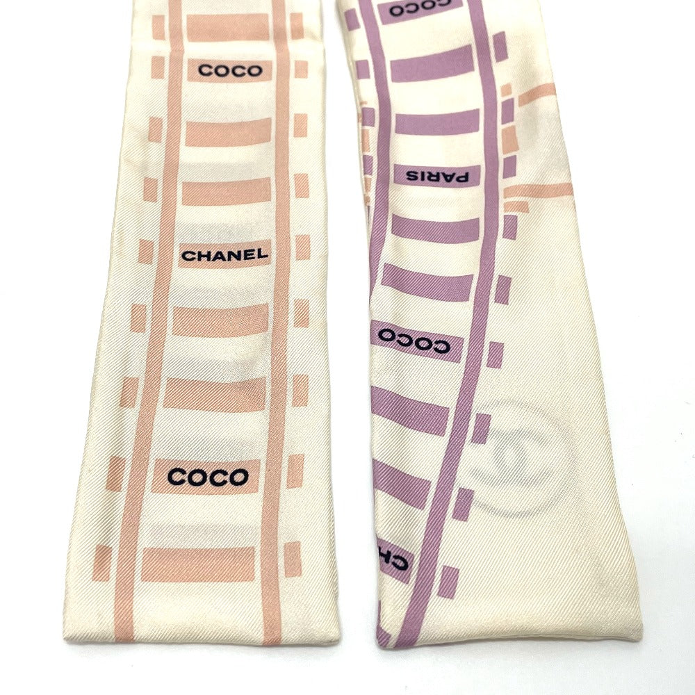 CHANEL CC Coco Mark Railroad Motif Bag Bandeau Bag Accessory Scarf Silk Women's White