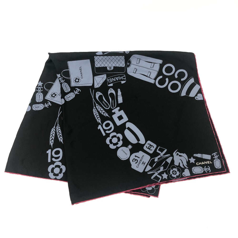 CHANEL Pop Multi-Design Fashion Accessory Large Silk Scarf for Women, Black
