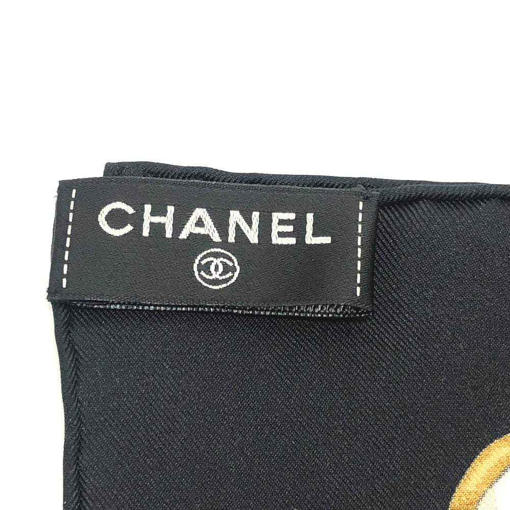 CHANEL CC MarkChain all-over print Apparel accessories, large shawls Scarf silk Black Used