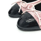 CHANEL CC Mark Ribbon Bicolor Tweed ballerina flats pumps tweed / enamel pink/Black Used