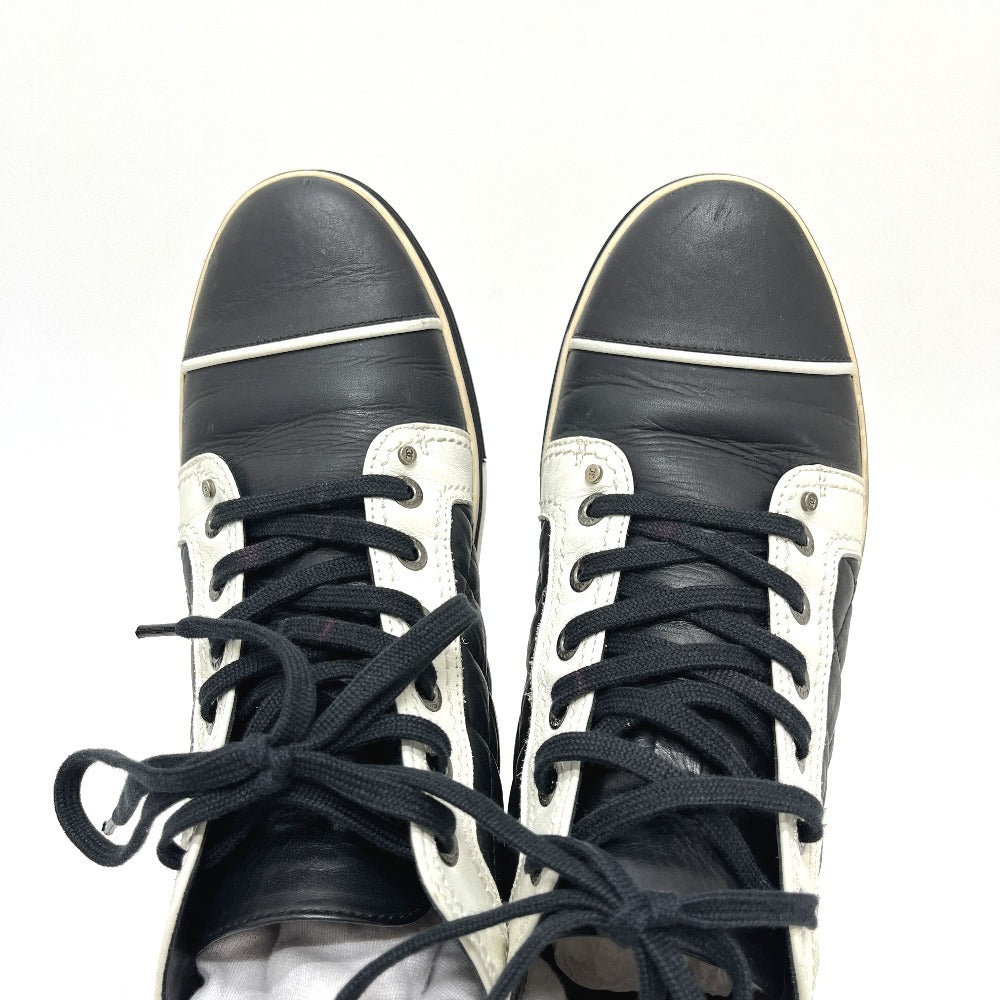 CHANEL G28067 Matelasse CC Mark Bicolor High-Cut Sneakers Shoes sneakers Leather Black/White Used