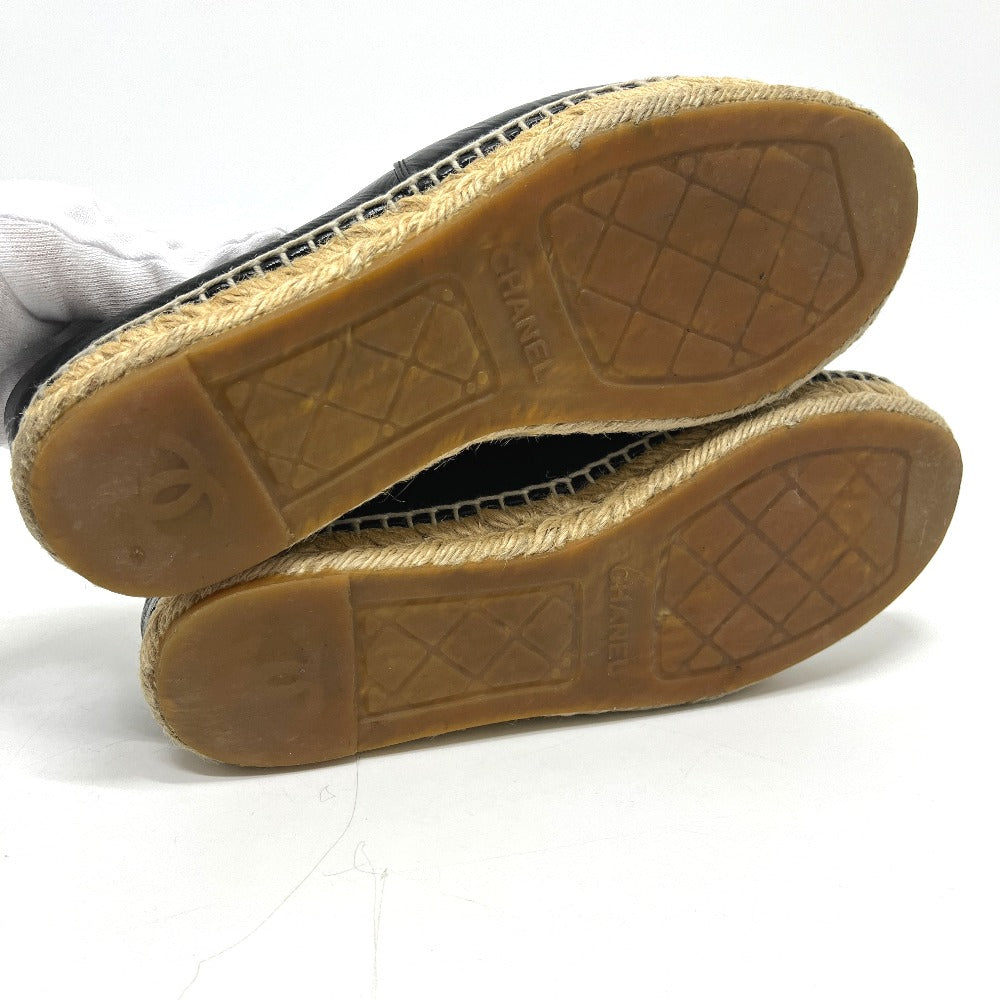 CHANEL Ｇ29762 CC Mark Espadrilles Slip-on shoes Slip-on Leather Black Used