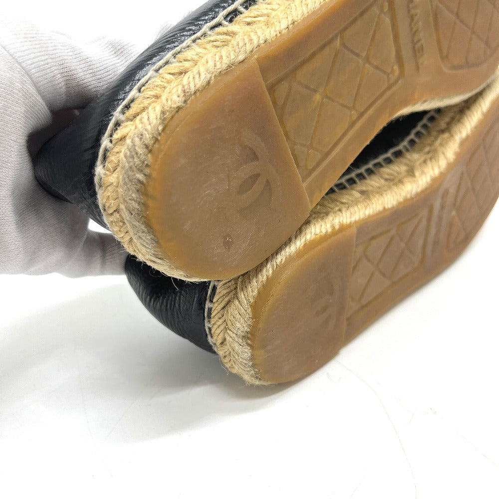 CHANEL Ｇ29762 CC Mark Espadrilles Slip-on shoes Slip-on Leather Black Used