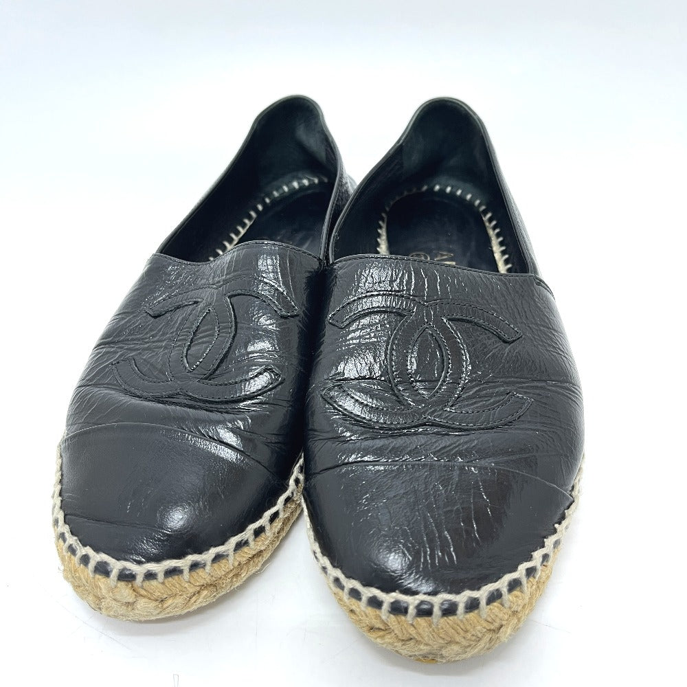 CHANEL Ｇ29762 CC Mark Espadrilles Slip-on shoes Slip-on Leather Black Used