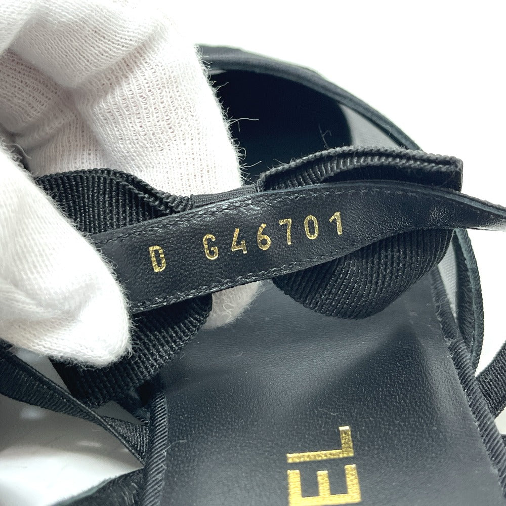 CHANEL G46701 CC Mark Ribbon Mary Jane Flat Shoes Sandals mesh Black Used