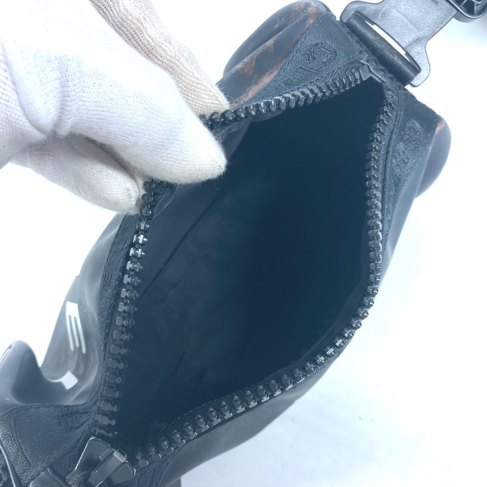 CHANEL スポーツ ロゴ 肩掛 カバン 筒形 ショルダーバッグ ラバー レディース ブラック