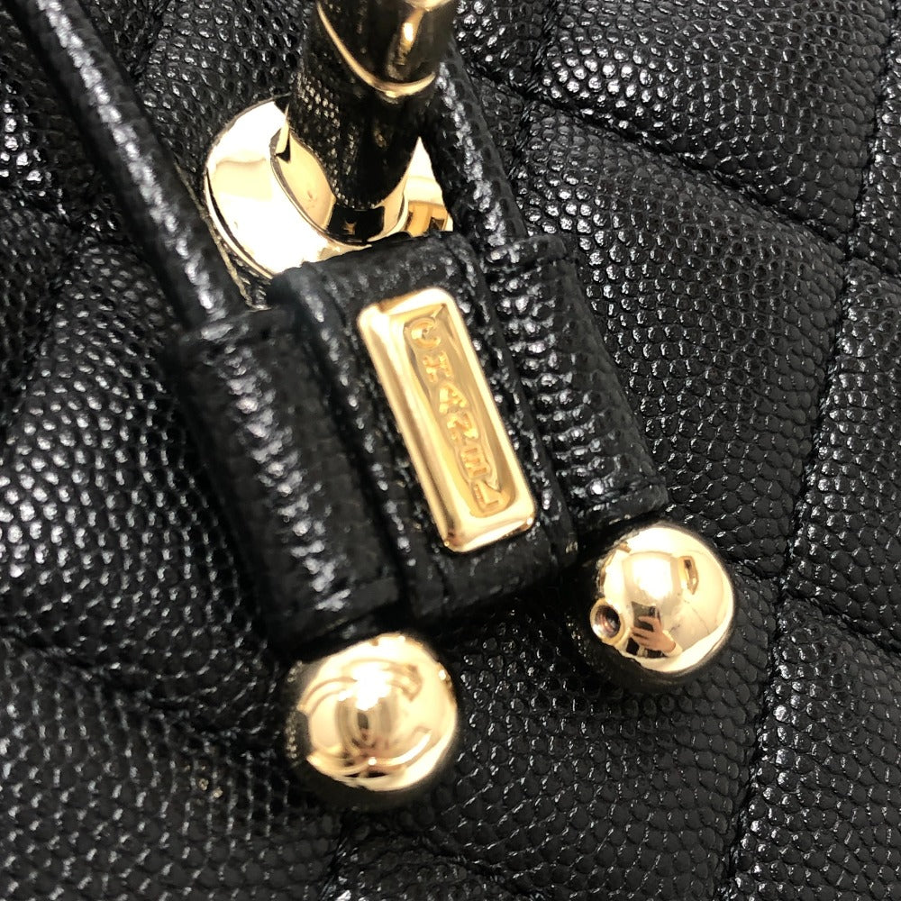 CHANEL AS4058 Matelasse Quilted Coco Mark CC Logo Chain Bag Backpack Caviar Skin Women's Black