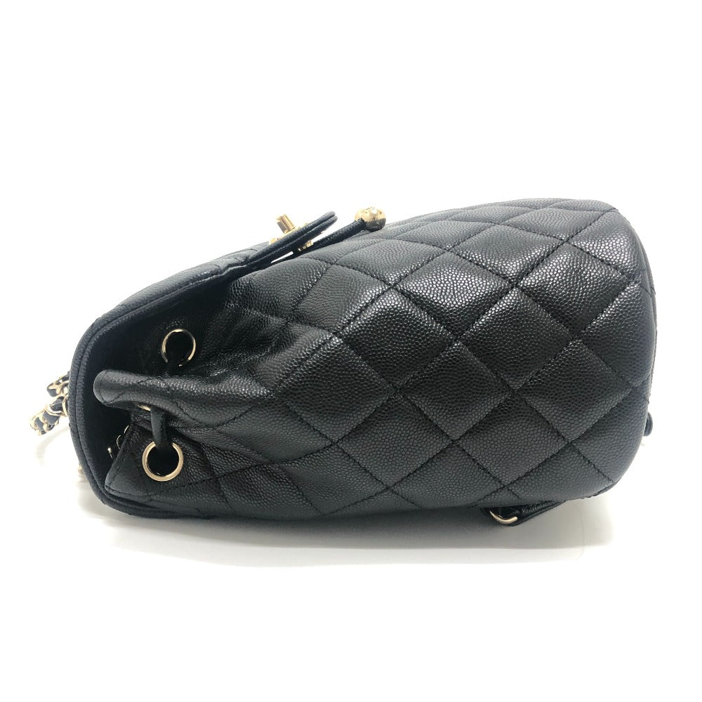 CHANEL AS4058 Matelasse Quilted Coco Mark CC Logo Chain Bag Backpack Caviar Skin Women's Black