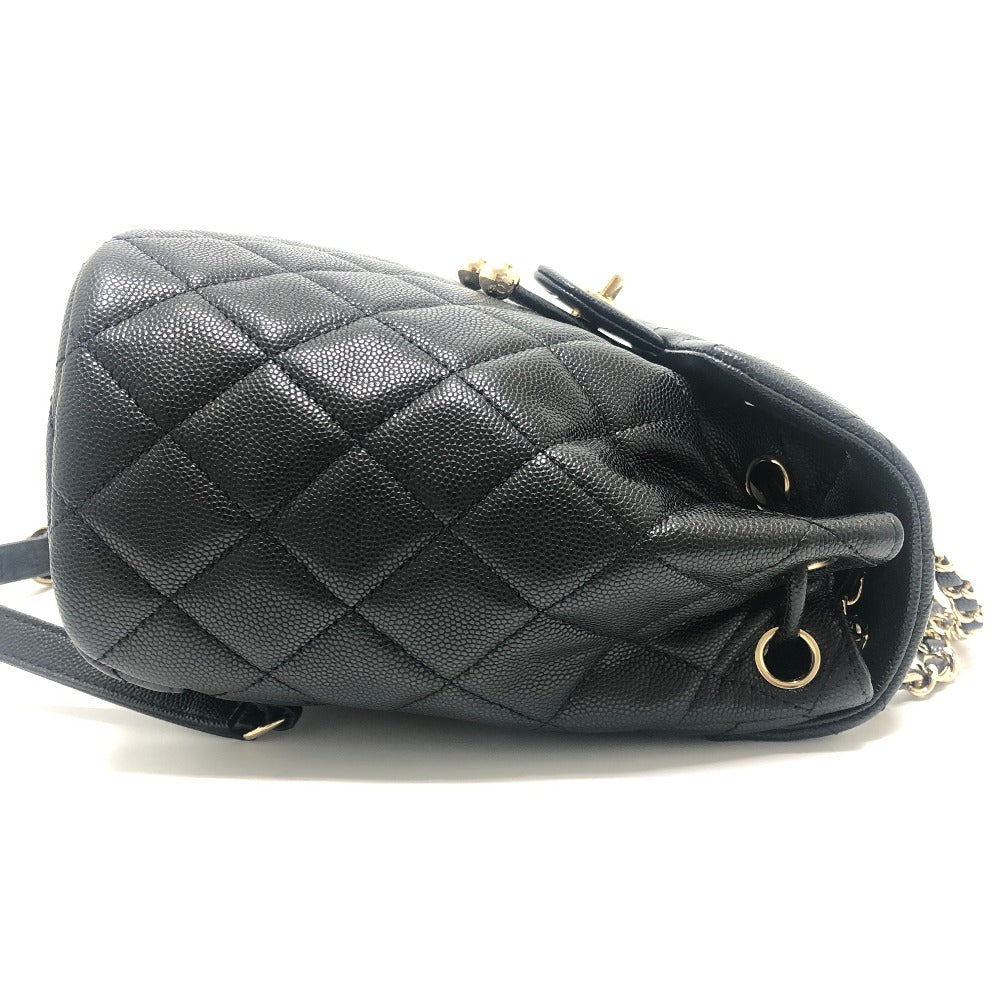 CHANEL AS4058 Matelasse Quilted Coco Mark CC Logo Chain Bag Backpack Caviar Skin Women's Black