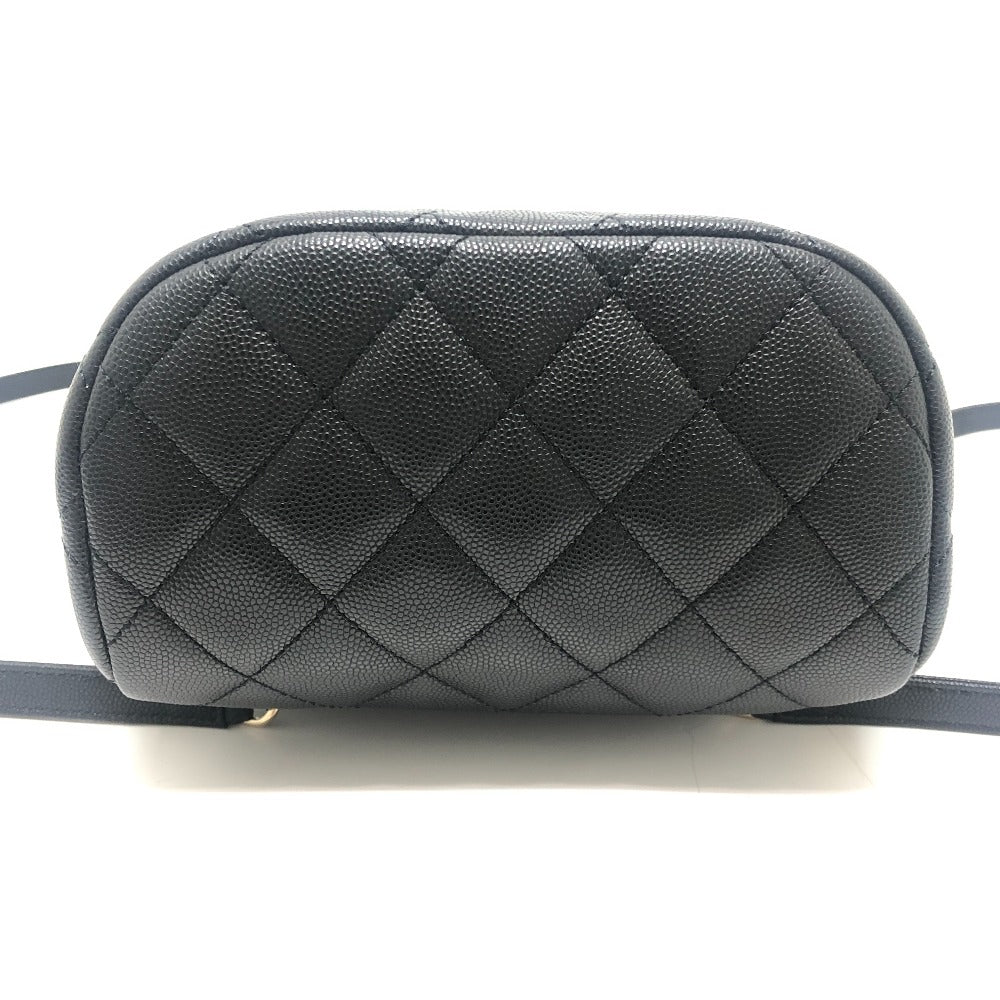 CHANEL AS4058 Matelasse Quilted Coco Mark CC Logo Chain Bag Backpack Caviar Skin Women's Black