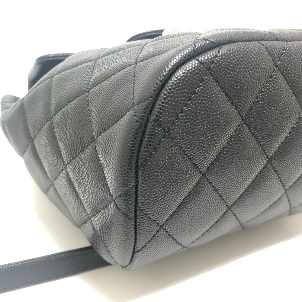 CHANEL AS4058 Matelasse Quilted Coco Mark CC Logo Chain Bag Backpack Caviar Skin Women's Black