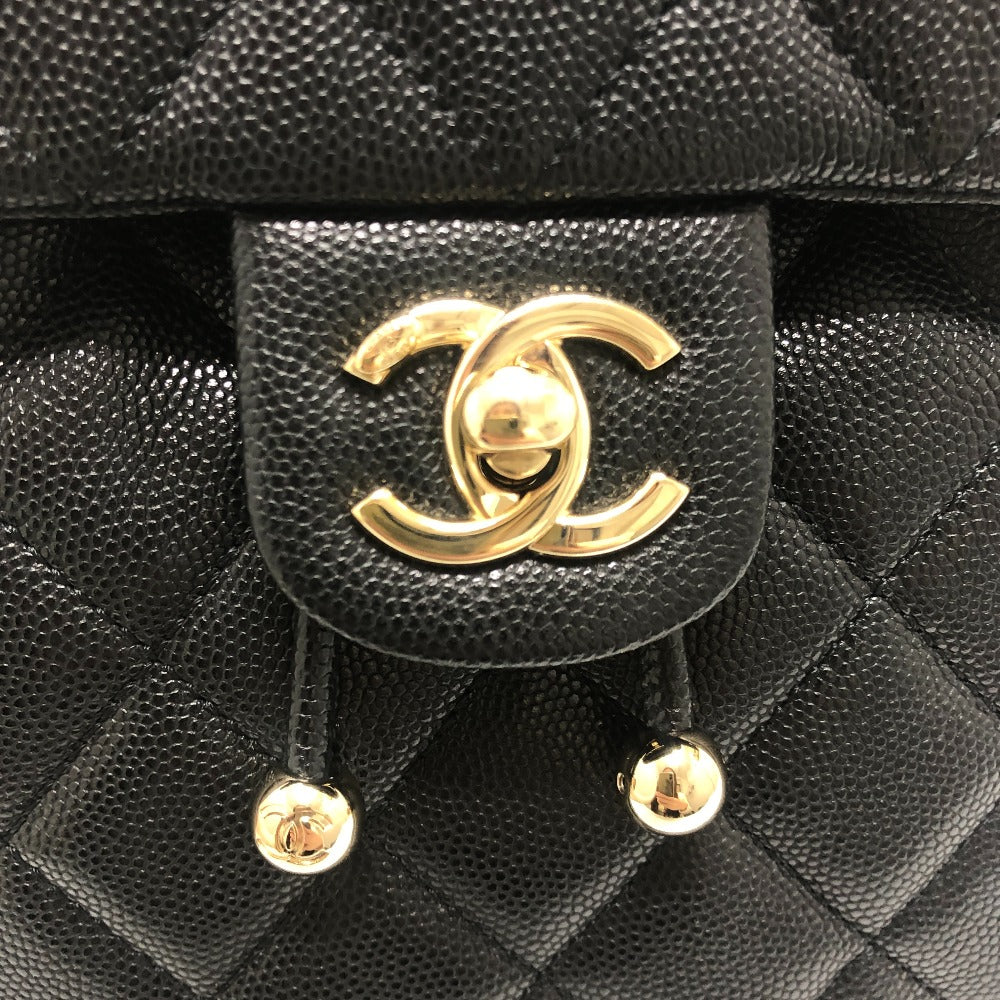 CHANEL AS4058 Matelasse Quilted Coco Mark CC Logo Chain Bag Backpack Caviar Skin Women's Black
