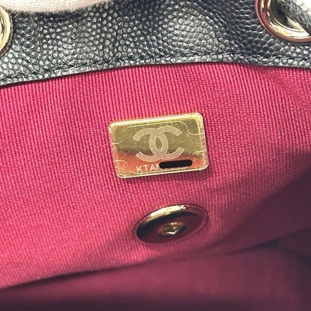 CHANEL AS4058 Backpack Matelasse Quilted Coco Mark CC Logo Chain Bag Rucksack Caviar Skin Women's Gold Hardware Black