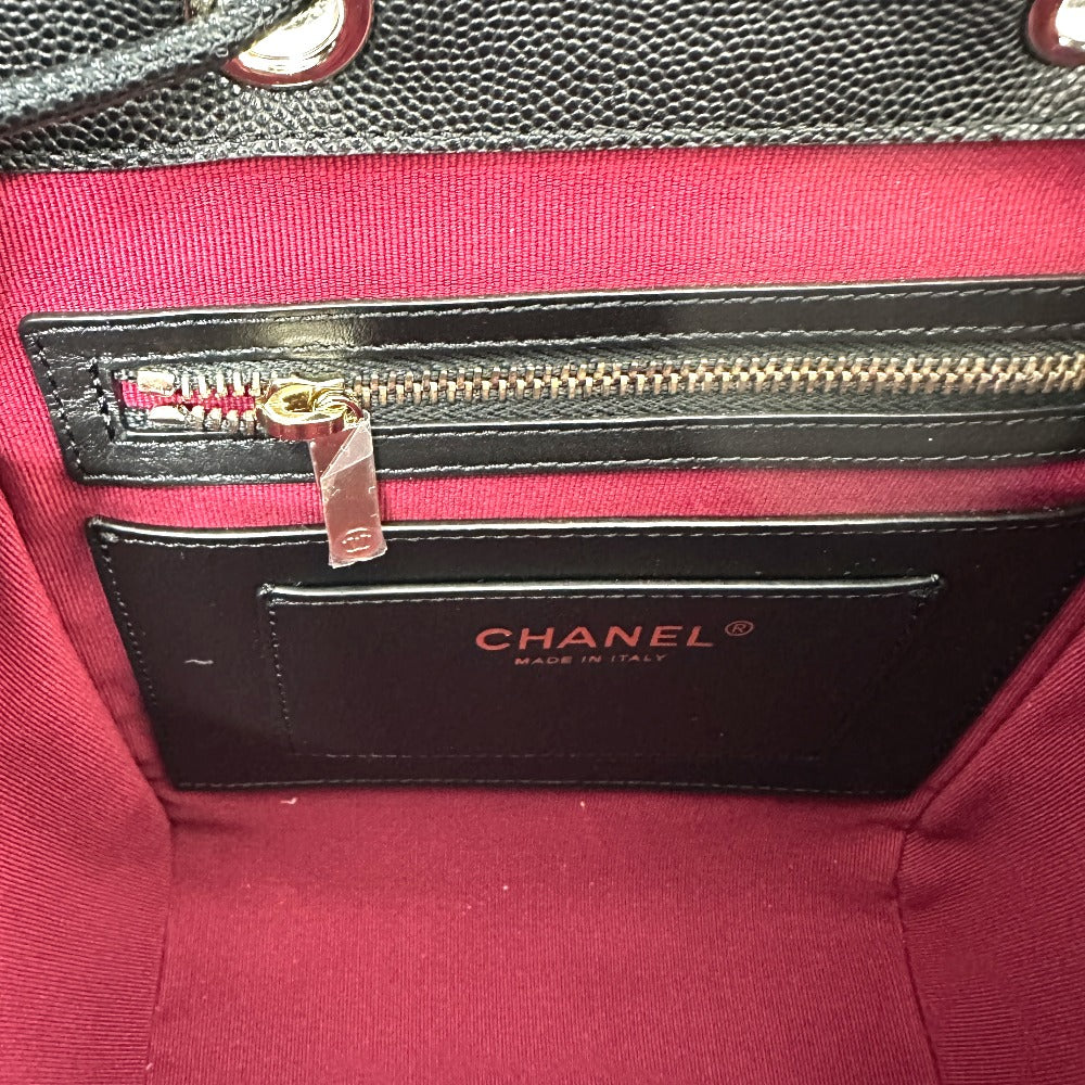 CHANEL AS4058 Backpack Matelasse Quilted Coco Mark CC Logo Chain Bag Rucksack Caviar Skin Women's Gold Hardware Black