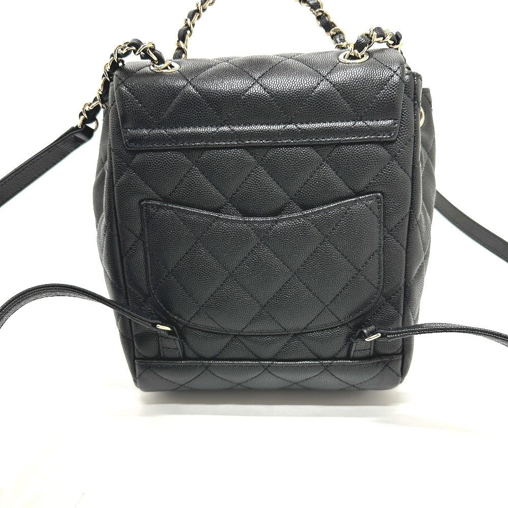 CHANEL AS4058 Backpack Matelasse Quilted Coco Mark CC Logo Chain Bag Rucksack Caviar Skin Women's Gold Hardware Black